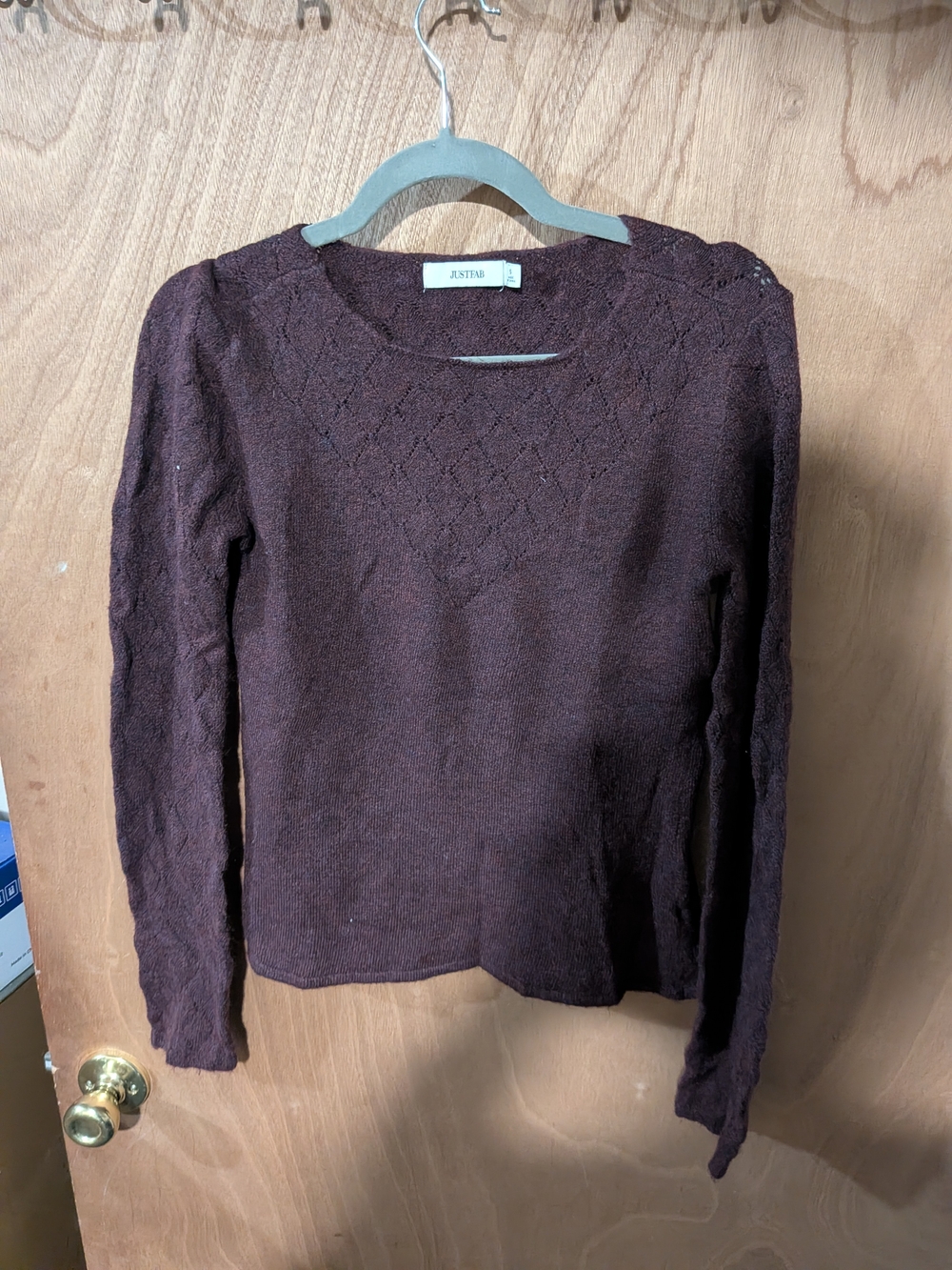 JustFab Chocolate Brown Crew Neck Sweater